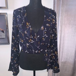 Flowy Floral Side Tie Blouse